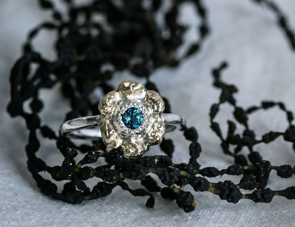 Vintage & nature inspired halo engagement ring