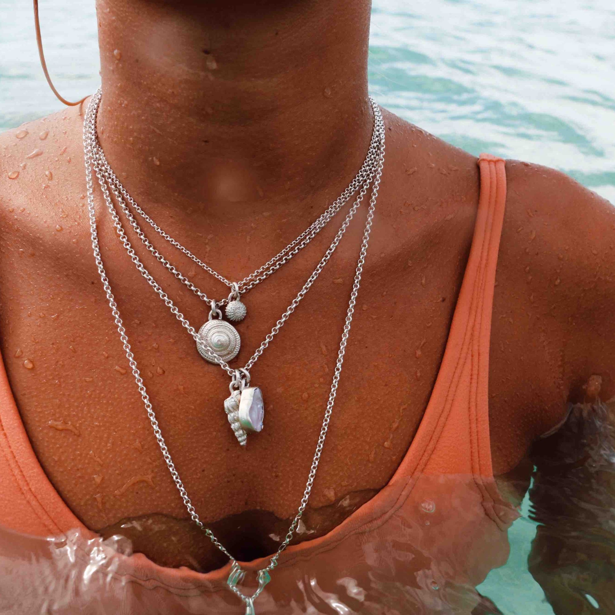 Silver sales seashell necklace